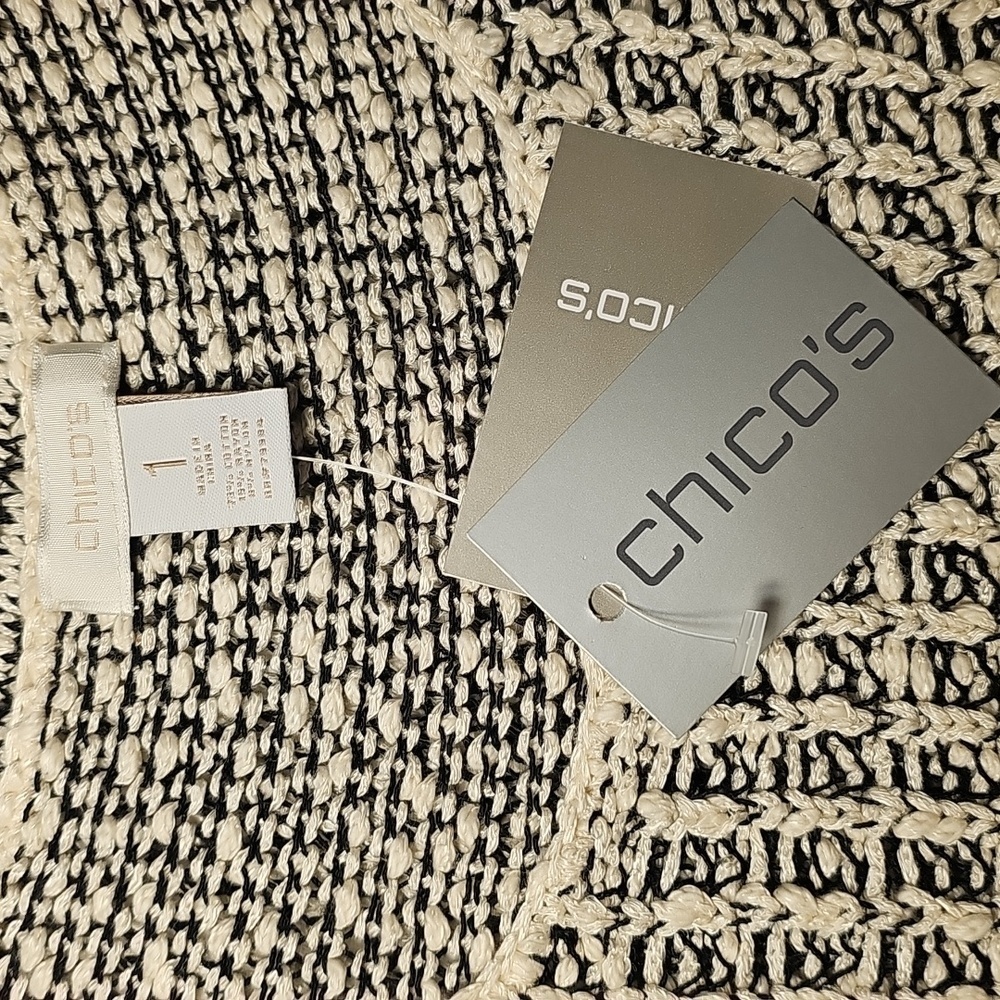 NWT Chico's Womens Black Off White Textured Knit Sleeveless Scoop Neck Sweater - Picture 4 of 6